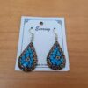 brinco indiano de pedras naturais em mosaico turquesa e coral design gota