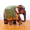 Elefante indiano de madeira com pintura à mão 18 cm
