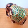 Elefante indiano grande de madeira com pintura à mão 18cm