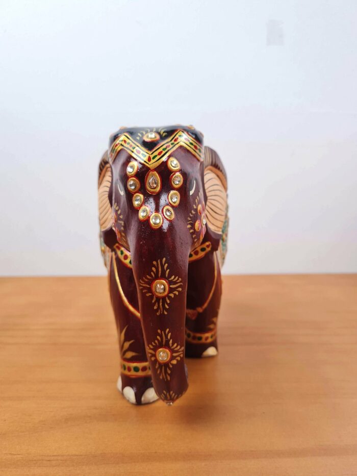 Elefante indiano grande de madeira com pintura à mão 18cm