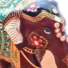 Elefante indiano grande de madeira com pintura à mão 18cm