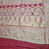 Sari indiano de seda luxuoso para noivas vermelho e dourado bordado e pedrarias