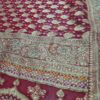 Sari indiano de seda luxuoso para noivas vermelho e dourado bordado e pedrarias