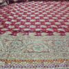 Sari indiano de seda luxuoso para noivas vermelho e dourado bordado e pedrarias