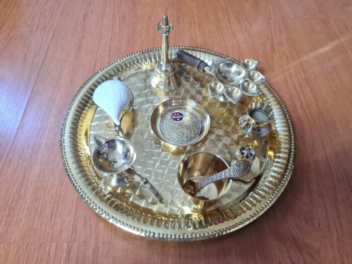 Pooja Thali prato para Puja com 10 peças