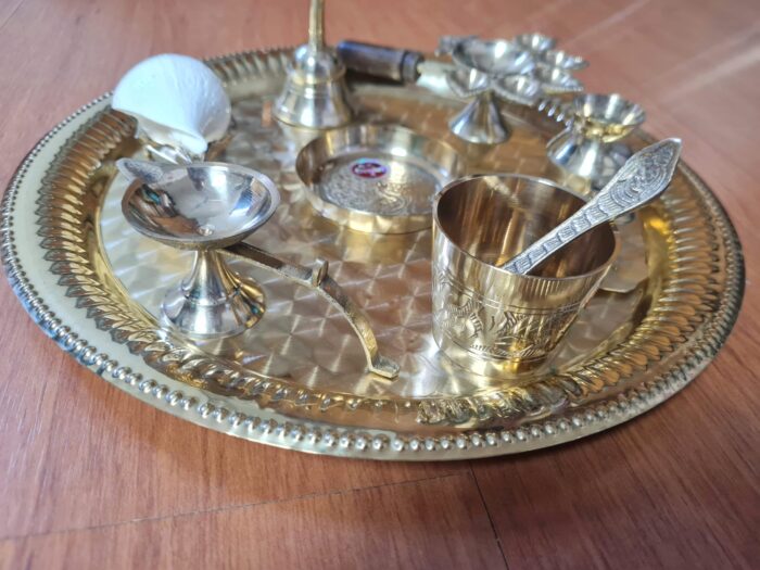 Pooja Thali prato para Puja com 10 peças 28cm