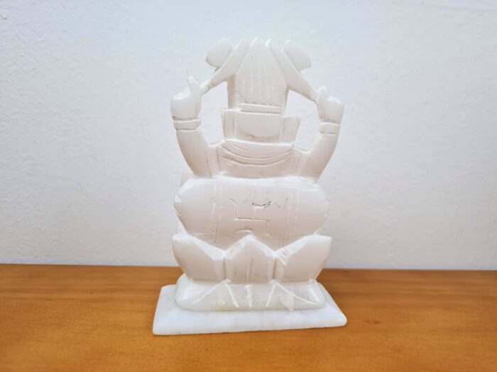 Ganesha de mármore inspirado no Taj Mahal com pedras naturais II