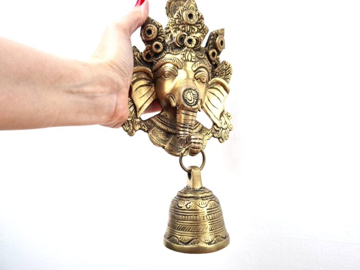 Sino de porta de metal brass do Deus Ganesha 24cm
