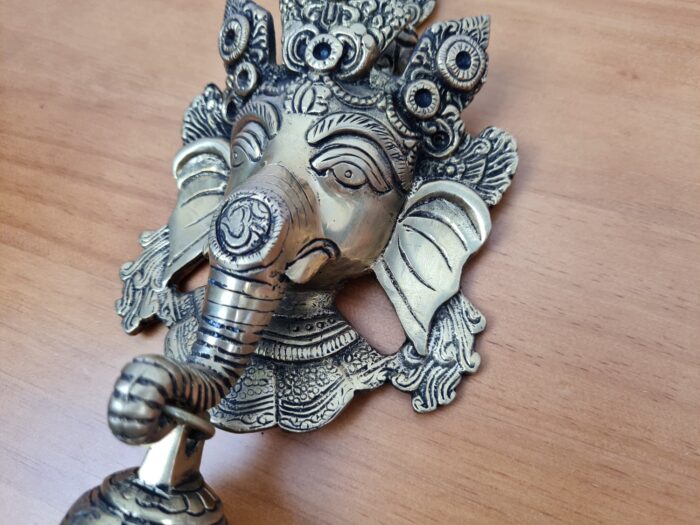 Sino de porta de metal brass do Deus Ganesha 24cm