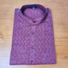 Kurta de algodão (bata masculina longa) quadriculada vinho