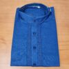 Kurta de algodão (bata masculina longa) azul com bordados
