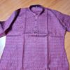 Kurta de algodão (bata masculina longa) quadriculada vinho