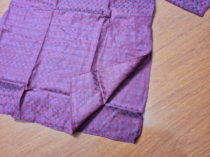 Kurta de algodão (bata masculina longa) quadriculada vinho