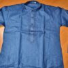 Kurta de algodão (bata masculina longa) azul com bordados