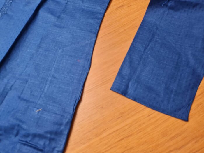 Kurta de algodão (bata masculina longa) azul com bordados