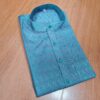 Kurta de algodão (bata masculina longa) quadriculada verde