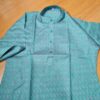 Kurta de algodão (bata masculina longa) quadriculada verde
