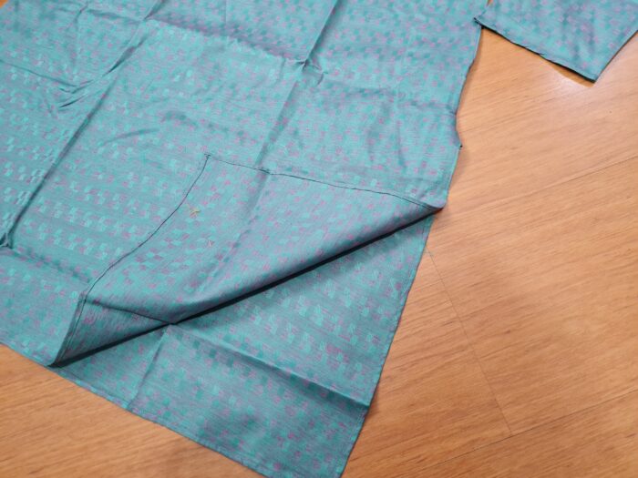 Kurta de algodão (bata masculina longa) quadriculada verde