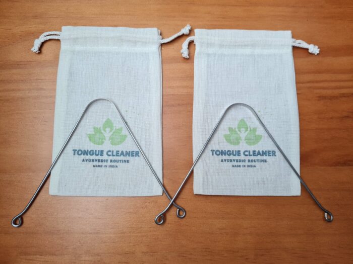 Kit 2 raspadores de aço inox ayurvedico acompanha saquinho de algodão