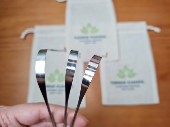 Kit 3 Raspadores de língua em aço inoxidável (slim) fabricado na Índia
