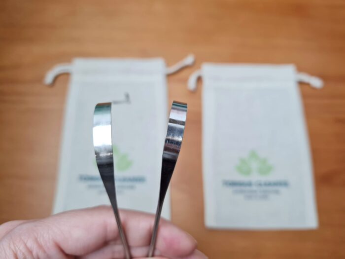 Kit 2 Raspadores de língua em aço inoxidável (slim) fabricado na Índia