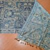 Echarpe indiana algodão com viscose dupla face estampa de arabescos azul e verde