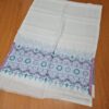 Pashimina indiana de cashmere estampa geométrica e floral creme e azul