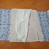 Pashimina indiana de cashmere estampa geométrica e floral creme e azul