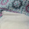 Pashimina indiana de cashmere estampa geométrica e floral creme e azul