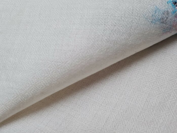 Pashimina indiana de cashmere estampa geométrica e floral creme e azul