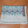 Pashimina indiana de cashmere estampa geométrica e floral creme e verde