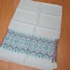 Pashimina indiana de cashmere estampa geométrica e floral creme e verde água