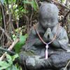 Japamala de Rudrakshas de Bali com mix de pedras Quartzo Rosa, Ametista e Quartzo Cristal