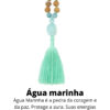 Japamala de Rudrakshas de Bali com pedra Água Marinha