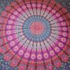 Colcha indiana ou painel decorativo Mandala rosa e turquesa (2,40m x 2,10m)