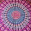 Colcha indiana ou painel decorativo Mandala rosa e turquesa (2,40m x 2,10m)
