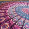 Colcha indiana ou painel decorativo Mandala rosa e turquesa (2,40m x 2,10m)