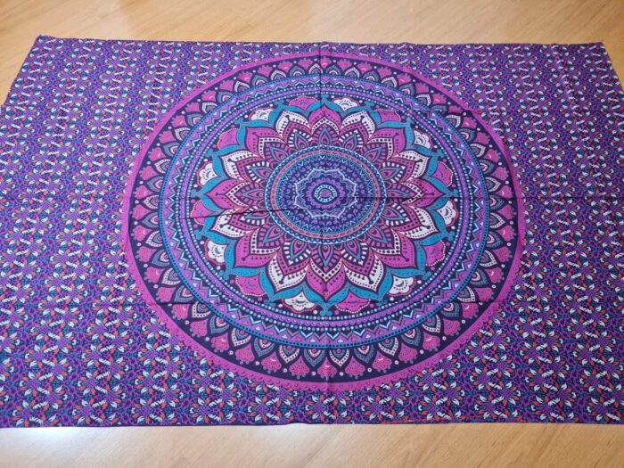 Panô indiano de algodão estampa de mandala roxo e lilás 2,0m