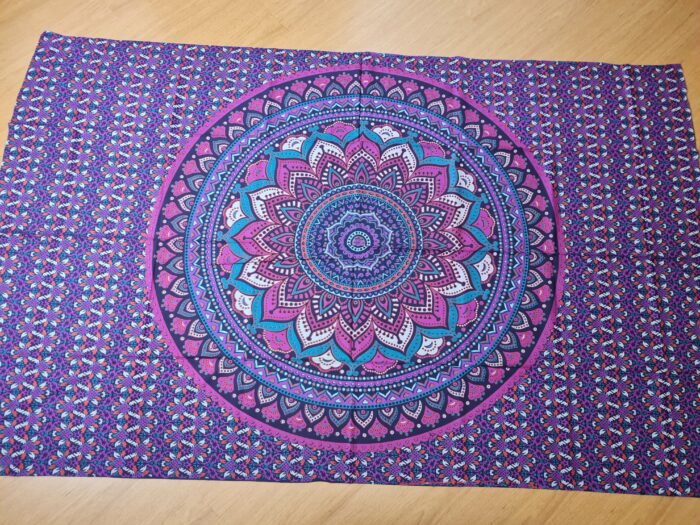 Panô indiano de algodão estampa de mandala roxo e lilás 2,0m