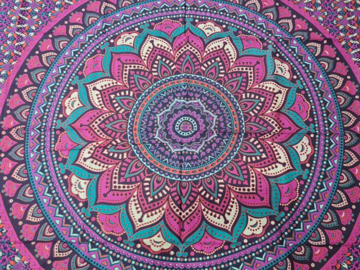 Panô indiano de algodão estampa de mandala roxo e lilás 2,0m