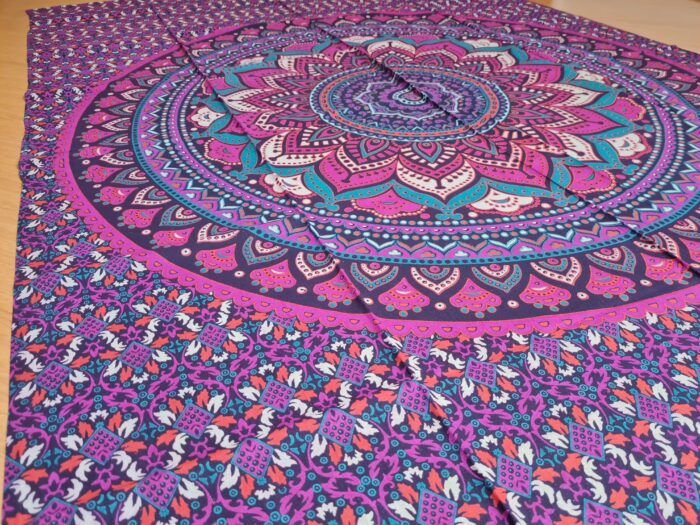 Panô indiano de algodão estampa de mandala roxo e lilás 2,0m
