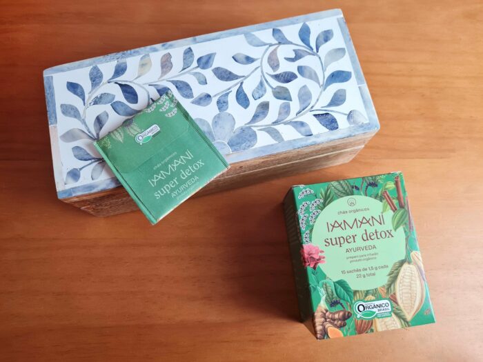KIT Caixa de Chás com chá Funcional Orgânico Super Detox Ayurveda Iamaní