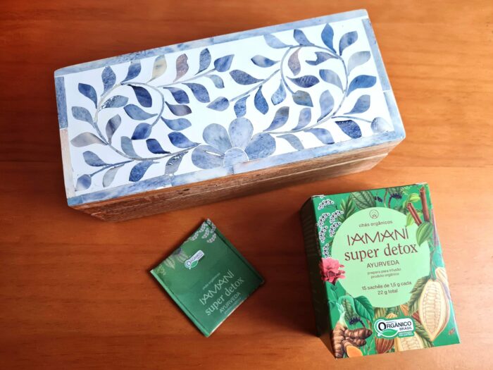KIT Caixa de Chás com chá Funcional Orgânico Super Detox Ayurveda Iamaní