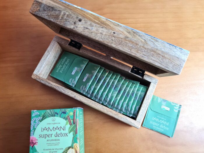 KIT Caixa de Chás com chá Funcional Orgânico Super Detox Ayurveda Iamaní