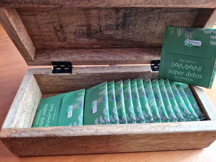 KIT Caixa de Chás com chá Funcional Orgânico Super Detox Ayurveda Iamaní