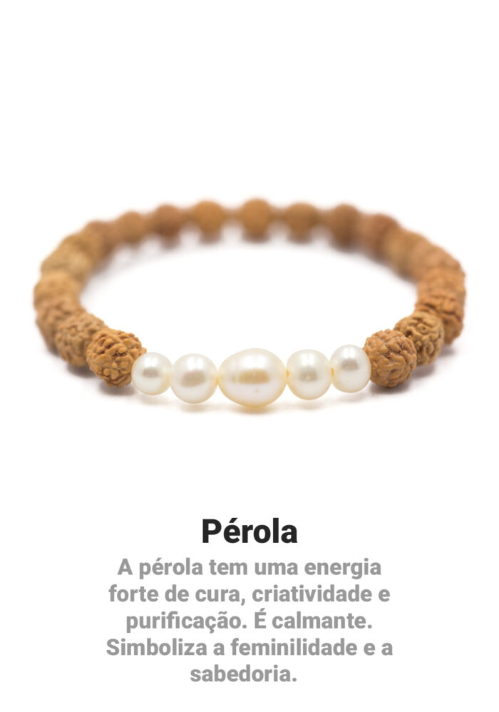 pulseira rudraksha com pedras naturais de pérolas