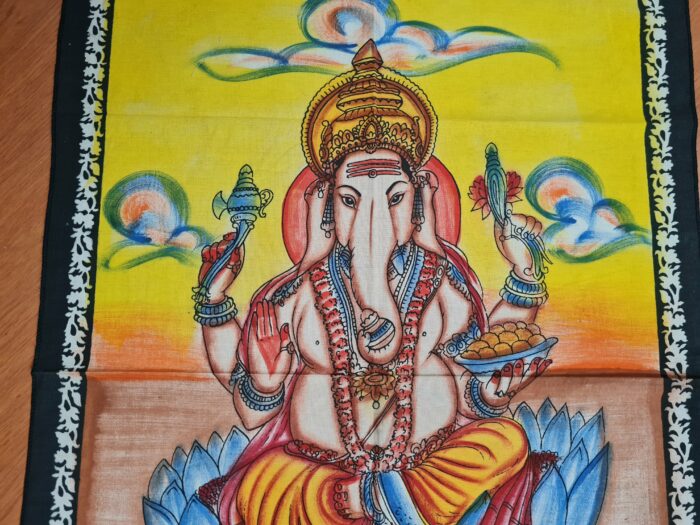 Painel de tecido Coleção Especial pintado à mão Ganesha 90cm