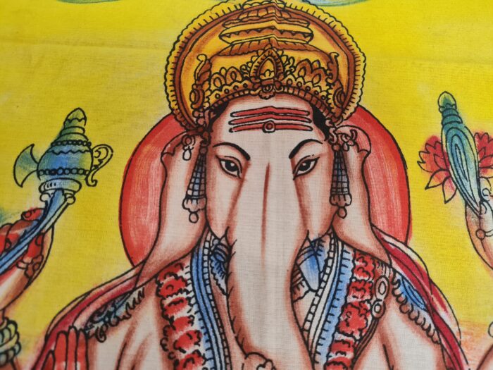 Painel de tecido Coleção Especial pintado à mão Ganesha 90cm