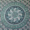 Colcha indiana ou painel decorativo Mandala preto creme e verde (2,40m x 2,10m)