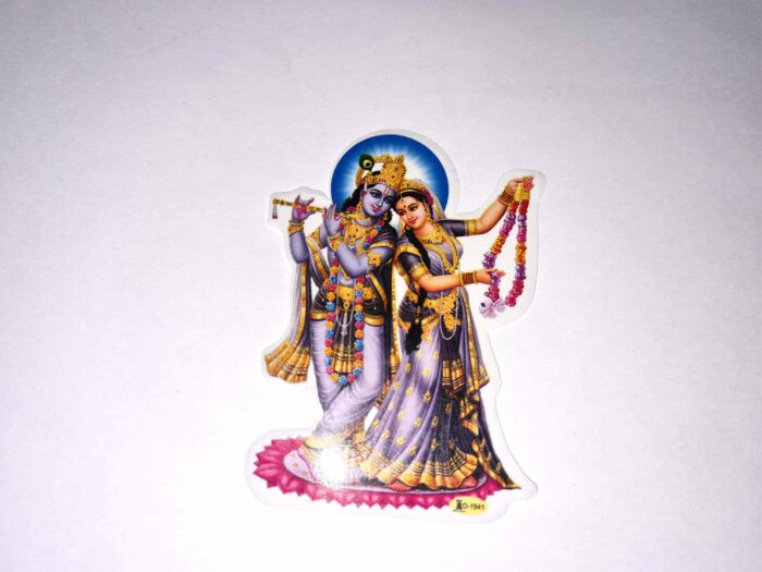adesivo de Radha e Krishna 8cm colorido (fabricado na Índia)